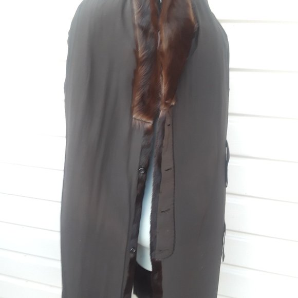 Lady Coffee brown Calf Hair Fur Coat  WINTER Stroller M L - Picture 4 of 5